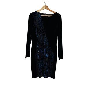 Badgley Mischka Black Velvet Long Sleeve Elegant Cocktail Women's Dress Size 10